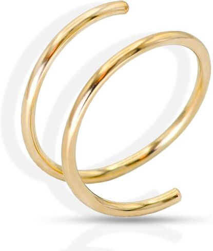 حلقة أنف مزدوجة من LUCKYJEWUS للثقب الفردي، حلقة أنف حلزونية مملوءة بالذهب عيار 14 قيراط أو من الفضة الإسترلينية للنساء والرجال in Saudi Arabia