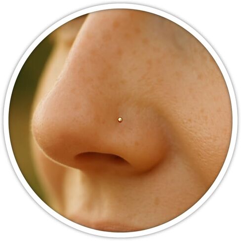 14K Gold Filled L Shaped Nose Stud - Tiny 1mm Misro Ball 24G Thin Post 0.5mm - Hypoallergenic Minimalist Nostril Piercing Jewelry For Women - Tarnish Resistant Body Ring in Saudi Arabia