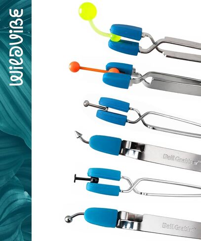 Piercing Ball Grabber Tool - Press-To-Open Piercing Grabber Tool for Gripping and Changing Jewelry Gems, Balls, Posts, Bars, Flatback Earrings - 316LVM Surgical Steel with Medical-Grade Silicone Tips in Kuwait