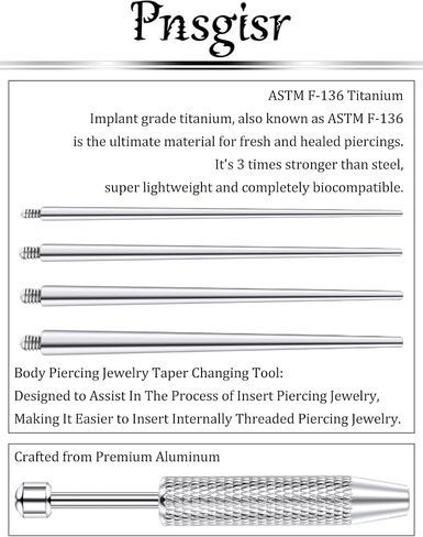 F136 Titanium Piercing Taper Ball Grabber Tool for Changing Jewelry 14G 16G 18G 20G Flat Back Earring Applicator Tool Piercing Kit for Ear/Nose/Eyebrow/Tongue/Navel/Nipple/Lip in Saudi Arabia