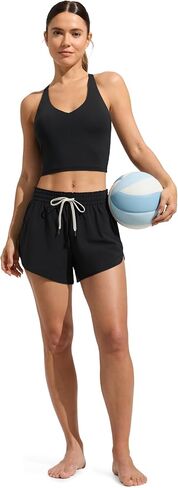 CRZ YOGA Relaxed Fit Dolphin Board Shorts for Women 3.5" - High Waisted Swim Beach Bathing Trunks Bottoms with Liner in Saudi Arabia