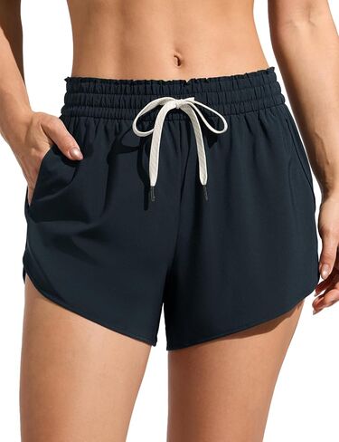 CRZ YOGA Relaxed Fit Dolphin Board Shorts for Women 3.5" - High Waisted Swim Beach Bathing Trunks Bottoms with Liner in Kuwait