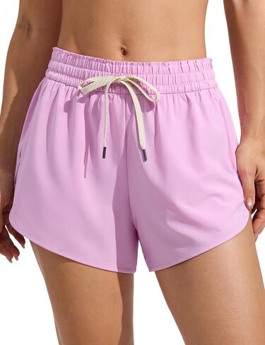 CRZ YOGA Relaxed Fit Dolphin Board Shorts for Women 3.5" - High Waisted Swim Beach Bathing Trunks Bottoms with Liner in Saudi Arabia