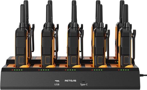 Retevis RB48A IP67 Waterproof Walkie Talkies Long Range Adults, Heavy Duty 2 Way Radio, Noise Reduction, Large PTT, 1000mW Speaker, 23-Hour, Rechargeable, for Manufacturing Construction (10 Pack) in Saudi Arabia
