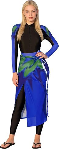 IDOPIP Muslim Burkini Swimsuit for Women's One Piece Swimsuit with Beach Skirt Cover up Sarong + Pants Set 3PCS Bathing Suit in Kuwait