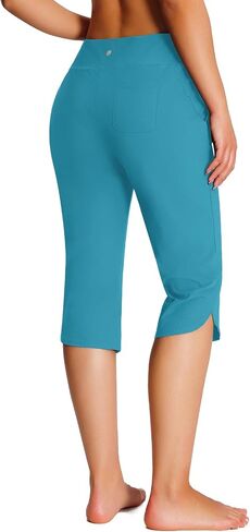 Women's 18" Swim Capris Pants Modest Swimsuits for Ladies Long Swim Shorts with Pockets UPF50+ Lightweight in Saudi Arabia