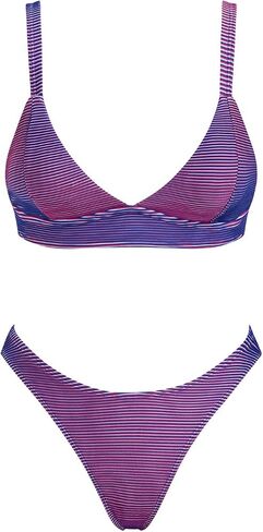 Women's Triangle Bikini Set Textured V Neck Plunging Push Up Cheeky Two Piece Swimsuit Bathing Suit in Saudi Arabia