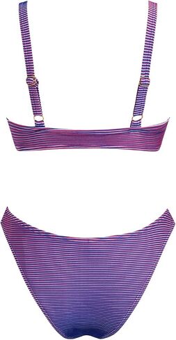 Women's Triangle Bikini Set Textured V Neck Plunging Push Up Cheeky Two Piece Swimsuit Bathing Suit in Saudi Arabia