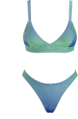 Women's Triangle Bikini Set Textured V Neck Plunging Push Up Cheeky Two Piece Swimsuit Bathing Suit in Saudi Arabia