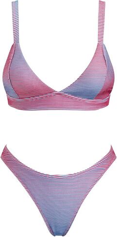 Women's Triangle Bikini Set Textured V Neck Plunging Push Up Cheeky Two Piece Swimsuit Bathing Suit in Saudi Arabia