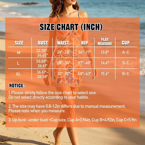 Push Up Bikini Sets for Women with One Piece Swimsuit & Cover Up Skirt with Floral Prints for Beach Vacation in Saudi Arabia