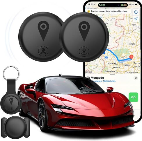 Tracking Devices for Cars Hidden, 2 Pack GPS Tracker for Vehicles Mini Portable GPS Tracker for Cars Splashproof for iOS Find My (iOS Only), No Monthly Fee Subscription No SIM Card Required-Black in Saudi Arabia