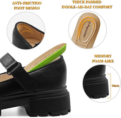 Toddler Girl School Shoes Black Mary Janes with Thick Padded Insole and Bow,Toddler Little Kid Round Toe Dress Shoes for School Uniform Wedding Party Church,Comfortable Soft Walking Flats in Kuwait