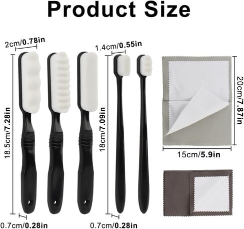 7-Piece Jewelry Cleaning Kit, Silver Care Tool Set with Horsehair Brushes, Flat, Wavy and Serrated Heads, Includes 2 Polishing Cloths for Rings, Necklaces, Watches and Antiques in Saudi Arabia