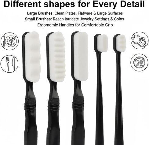 7-Piece Jewelry Cleaning Kit, Silver Care Tool Set with Horsehair Brushes, Flat, Wavy and Serrated Heads, Includes 2 Polishing Cloths for Rings, Necklaces, Watches and Antiques in Saudi Arabia