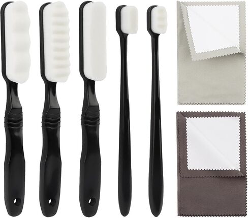 7-Piece Jewelry Cleaning Kit, Silver Care Tool Set with Horsehair Brushes, Flat, Wavy and Serrated Heads, Includes 2 Polishing Cloths for Rings, Necklaces, Watches and Antiques in Saudi Arabia