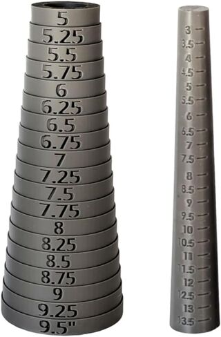 Amy Kates Workshop Bracelet Ring Sizer Combo - Jewelry Measuring Tools with Quarter-Size Increments, Durable PLA Plastic, Jewelry-Safe, Accurate Fit (Grey) - Made in San Diego CA in Saudi Arabia