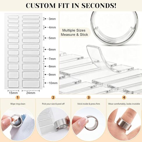 Haiou 114Pcs Ring Size Adjuster for Loose Rings - Invisible 3-in-1 Ring Guard for Women, Anti-Slip Ring Sizer for Smart Rings & Wedding Bands in Saudi Arabia