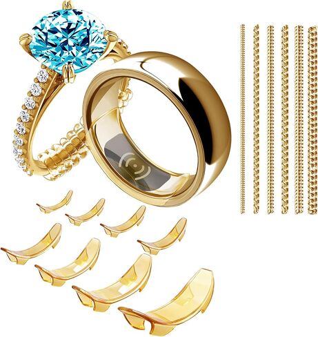 Ring Sizers for Loose Rings, 14-PCS 2-in-1 Thin Band Ring Tightener Kit, Invisible Clips Guards and Coils Adjuster, Spacer Inserts to Stop Ring Spinning, Resize 0.5-1.5 in Saudi Arabia