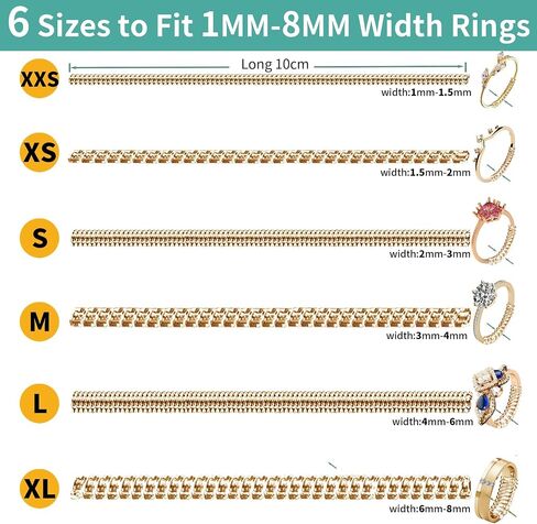 Ring Sizers for Loose Rings, 14-PCS 2-in-1 Thin Band Ring Tightener Kit, Invisible Clips Guards and Coils Adjuster, Spacer Inserts to Stop Ring Spinning, Resize 0.5-1.5 in Saudi Arabia