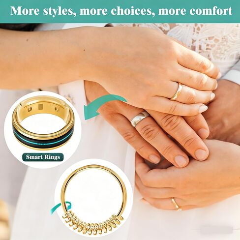 Ring Sizers for Loose Rings, 14-PCS 2-in-1 Thin Band Ring Tightener Kit, Invisible Clips Guards and Coils Adjuster, Spacer Inserts to Stop Ring Spinning, Resize 0.5-1.5 in Saudi Arabia