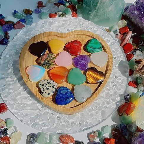 15 Pcs Heart-Shaped Crystal Set, Polished Natural Mixed Color Gemstones, Includes Rose Quartz & Amethyst, 0.8 Inch Pocket Healing Crystals for Home Decor & Gifting in Kuwait