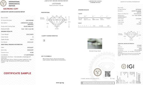 Roy Rose Jewelry 3 Carat VVS2 D Clarity/Color - Excellent Cut - Round Lab Grown Loose Diamond With IGI Certification in Kuwait