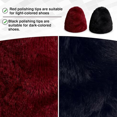 2.5 Electric Shoe Polisher Replacement Pads, Red & Black 100% Wool Buffing Covers, Fits 2.5 D × 3.5 H Polishing Heads, 3-in-1 Deep Cleaning, Oiling & Shining for Leather Shoes in Saudi Arabia