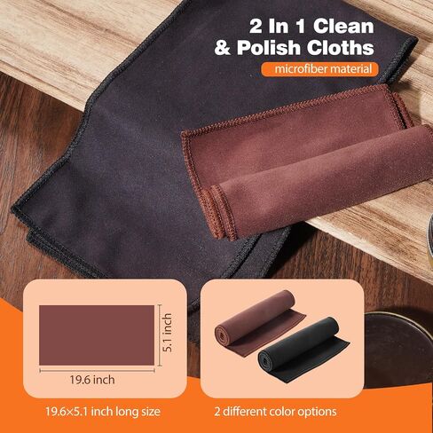 Topus 8 Pieces Shoe Polish Kit, Includes 2Pcs 1.4Oz Brown Shoe Wax, 3 Pieces Horsehair Boots Brushes, 2Pcs Shine Cloths in Kuwait