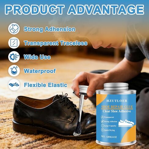 4OZ Shoe Repair Glue with Brush Applicator,Waterproof Strong Clear Shoe Adhesive for Boots, Sneakers,Heels,Leather & Rubber in Saudi Arabia