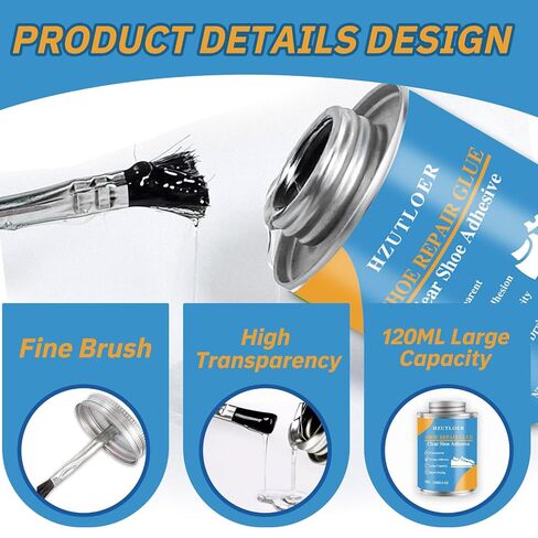 4OZ Shoe Repair Glue with Brush Applicator,Waterproof Strong Clear Shoe Adhesive for Boots, Sneakers,Heels,Leather & Rubber in Saudi Arabia