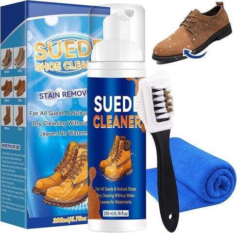 Suede Shoe Cleaner Kit 6.76 fl oz, Suede and Nubuck Shoe Cleaner with Brush and Cloth in Saudi Arabia