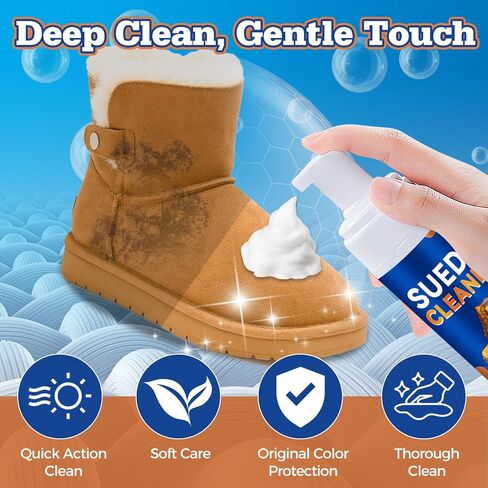 Suede Shoe Cleaner Kit 6.76 fl oz, Suede and Nubuck Shoe Cleaner with Brush and Cloth in Saudi Arabia