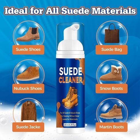Suede Shoe Cleaner Kit 6.76 fl oz, Suede and Nubuck Shoe Cleaner with Brush and Cloth in Saudi Arabia