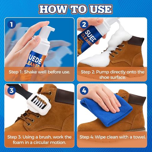 Suede Shoe Cleaner Kit 6.76 fl oz, Suede and Nubuck Shoe Cleaner with Brush and Cloth in Saudi Arabia