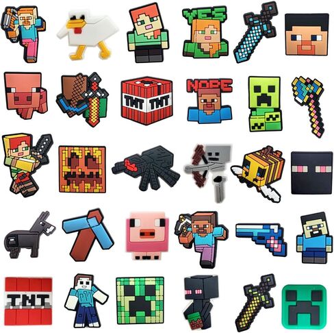 30Pcs Pixel Shoe Decoration Charms for Croc Clog Sandals, Shoe Accessories Charms for Adults in Saudi Arabia