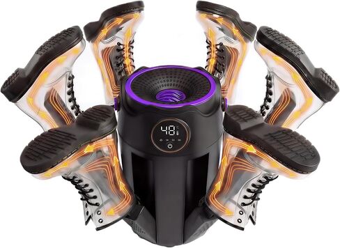 Boot Dryer and Shoe Dryer, 6-Arm Telescopic Drying Rack, Electric Foldable Machine with Fan, 3-Stage Timer, Fast Warmer for Ski Boots, Gloves, Hockey Skates, Shoes (Black) in Saudi Arabia