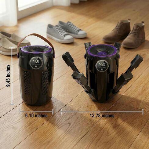 Boot Dryer and Shoe Dryer, 6-Arm Telescopic Drying Rack, Electric Foldable Machine with Fan, 3-Stage Timer, Fast Warmer for Ski Boots, Gloves, Hockey Skates, Shoes (Black) in Saudi Arabia