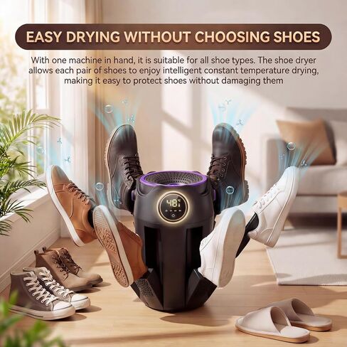 Boot Dryer and Shoe Dryer, 6-Arm Telescopic Drying Rack, Electric Foldable Machine with Fan, 3-Stage Timer, Fast Warmer for Ski Boots, Gloves, Hockey Skates, Shoes (Black) in Saudi Arabia