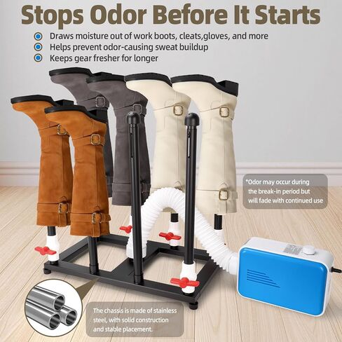 Boot Dryer, 4-Pair Upgraded Heat Blower, Fast Drying Deodorizer with 8 Air Ducts, US Plug for Work Boots, Gloves, Helmets, Home & Travel Black in Saudi Arabia