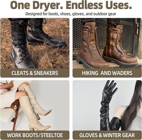 Boot Dryer, 4-Pair Upgraded Heat Blower, Fast Drying Deodorizer with 8 Air Ducts, US Plug for Work Boots, Gloves, Helmets, Home & Travel Black in Saudi Arabia