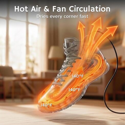 Airthereal SD32 Portable Shoe and Boot Dryer with Integrated Fan and Heater, Ultra Silent and Light Weight, 12V DC & AC Adapter for Travelling, Camping, and Road Trips in Saudi Arabia