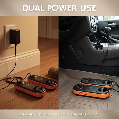 Airthereal SD32 Portable Shoe and Boot Dryer with Integrated Fan and Heater, Ultra Silent and Light Weight, 12V DC & AC Adapter for Travelling, Camping, and Road Trips in Saudi Arabia