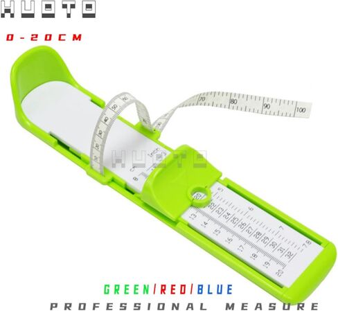 Kids Shoe Sizer – Adjustable Toddler Foot Measuring Gauge for Accurate Length & Width (0–20 cm / 0–7.8 in), Durable ABS Plastic, Green in Saudi Arabia