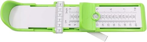 Kids Shoe Sizer – Adjustable Toddler Foot Measuring Gauge for Accurate Length & Width (0–20 cm / 0–7.8 in), Durable ABS Plastic, Green in Saudi Arabia