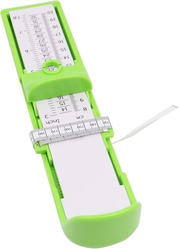 Kids Shoe Sizer – Adjustable Toddler Foot Measuring Gauge for Accurate Length & Width (0–20 cm / 0–7.8 in), Durable ABS Plastic, Green in Saudi Arabia