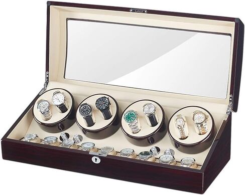 8+9 Watch Winder Box - 4 Rotation Modes, Large Capacity, Ultra-Silent Motor, Perfect for Men's & Women's Watches, Premium Watch Storage Case, Elegant Design in Kuwait