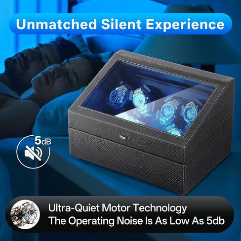 Isili Watch Winder for Automatic Watches, Luxury Watch Winders with LED Light, 6 Watch Winder + 6 Storage Case with Quiet Motor, Gift for Man & Woman (PU Snakeskin) in Saudi Arabia