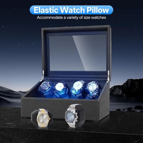 Isili Watch Winder for Automatic Watches, Luxury Watch Winders with LED Light, 6 Watch Winder + 6 Storage Case with Quiet Motor, Gift for Man & Woman (PU Snakeskin) in Saudi Arabia