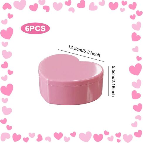 6 Pcs Jewelry Box For Girls, Toddler Jewelry Box,Heart Shaped Pink Storage Box With Lid Mirror And Compartments in Saudi Arabia